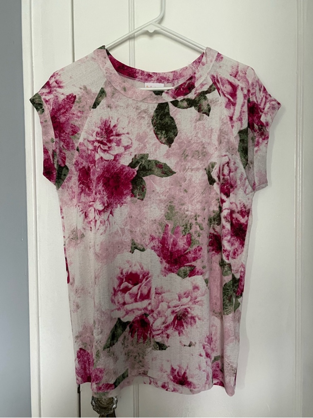 LuLaRoe Ashley Pink Floral Short Sleeve Tee